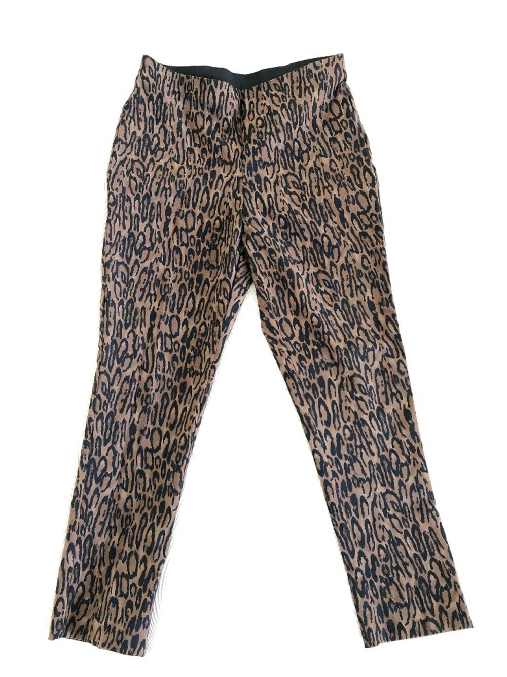 Truth by Republic Brown Leopard Print Stretch Pull On Cropped Pants, Size Medium